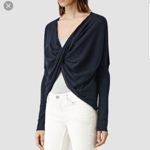 Allsaints Cropped Rev Itat Shrug Black